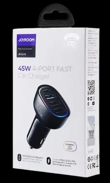 Joyroom 45w 4 Port Fast Car Charger - Black
